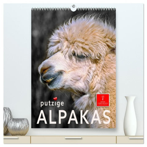Putzige Alpakas (hochwertiger Premium Wandkalender 2027 DIN A2 hoch), Kunstdruck in Hochglanz