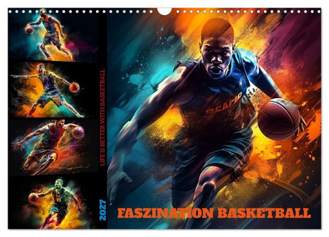 Faszination Basketball (Wandkalender 2027 DIN A3 quer), CALVENDO Monatskalender