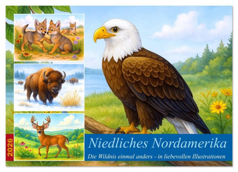 Niedliches Nordamerika (Wandkalender 2026 DIN A2 quer), CALVENDO Monatskalender