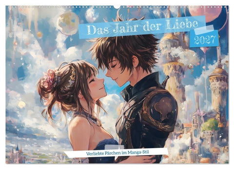 Das Jahr der Liebe: Verliebte Pärchen im Manga-Stil (Wandkalender 2027 DIN A2 quer), CALVENDO Monatskalender