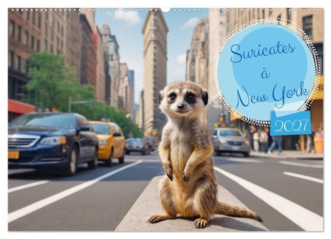 Suricates à New York (Calendrier mural 2027 DIN A2 vertical), CALVENDO calendrier mensuel