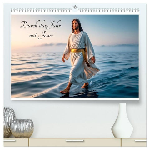 Durch das Jahr mit Jesus (hochwertiger Premium Wandkalender 2027 DIN A2 quer), Kunstdruck in Hochglanz