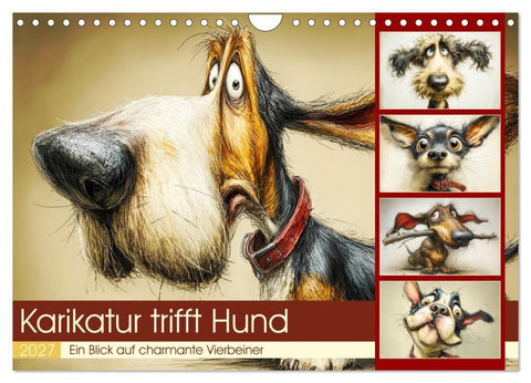 Karikatur trifft Hund. Ein Blick auf charmante Vierbeiner (Wandkalender 2027 DIN A4 quer), CALVENDO Monatskalender