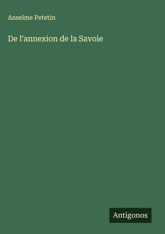 De l'annexion de la Savoie