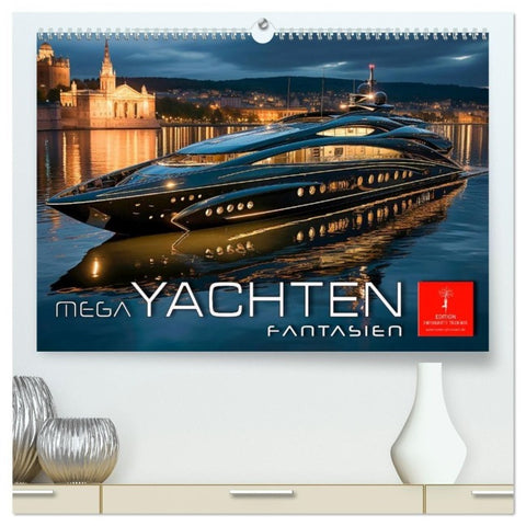 Mega Yachten Fantasien (hochwertiger Premium Wandkalender 2027 DIN A2 quer), Kunstdruck in Hochglanz