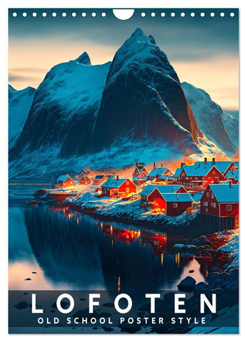 Lofoten - Old School Poster Style (Wandkalender 2027 DIN A4 hoch), CALVENDO Monatskalender