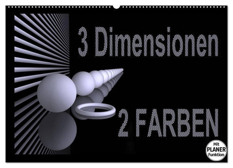3 Dimensionen - 2 Farben (Wandkalender 2026 DIN A2 quer), CALVENDO Monatskalender