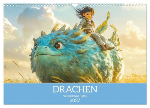 Drachen - Verspielt und fluffig (Wandkalender 2027 DIN A3 quer), CALVENDO Monatskalender