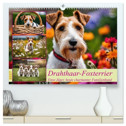 Drahthaar-Foxterrier (hochwertiger Premium Wandkalender 2027 DIN A2 quer), Kunstdruck in Hochglanz