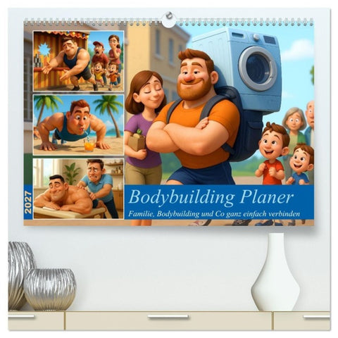 Bodybuilding Planer (hochwertiger Premium Wandkalender 2027 DIN A2 quer), Kunstdruck in Hochglanz