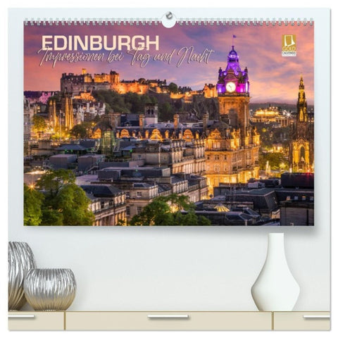 EDINBURGH Impressionen bei Tag und Nacht (hochwertiger Premium Wandkalender 2027 DIN A2 quer), Kunstdruck in Hochglanz