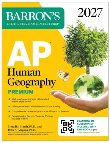 AP Human Geography Premium, 2027: Prep Book with 6 Practice Tests+ Comprehensive Review + Online Practice