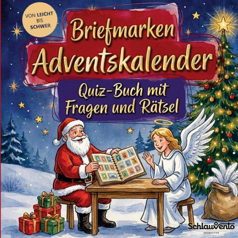 Briefmarken-Adventskalender: Quiz-Buch mit Fragen und Rätsel