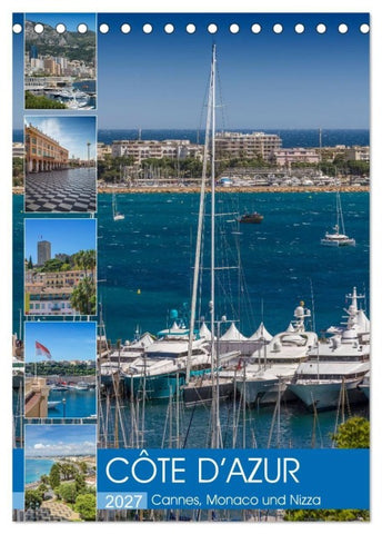 CÔTE D'AZUR Cannes, Monaco und Nizza (Tischkalender 2027 DIN A5 hoch), CALVENDO Monatskalender