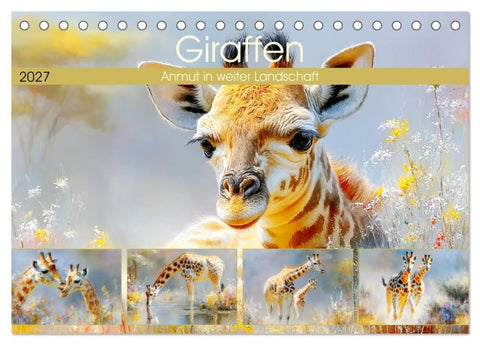 Giraffen. Anmut in weiter Landschaft (Tischkalender 2027 DIN A5 quer), CALVENDO Monatskalender