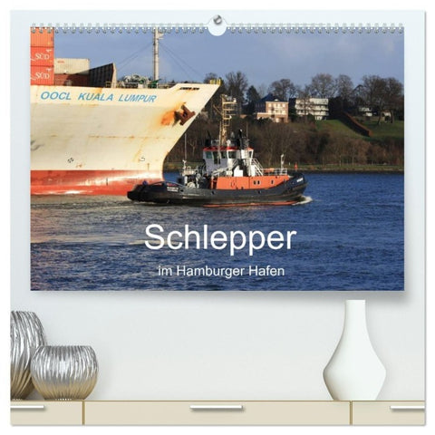 Schlepper im Hamburger Hafen (hochwertiger Premium Wandkalender 2027 DIN A2 quer), Kunstdruck in Hochglanz