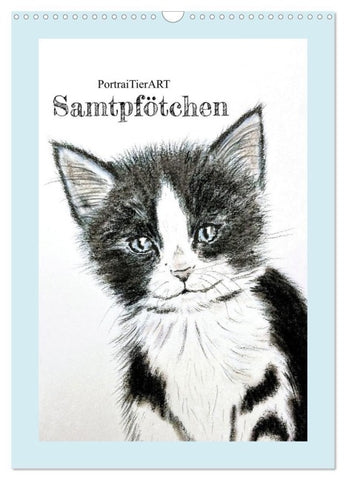 PortraiTierART Samtpfötchen (Wandkalender 2027 DIN A3 hoch), CALVENDO Monatskalender