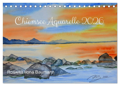 Chiemsee Aquarelle (Tischkalender 2026 DIN A5 quer), CALVENDO Monatskalender