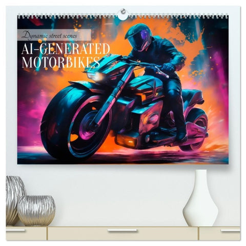 DYNAMIC STREET SCENES AI-generated motorbikes (High Quality Premium Wall Calendar 2026 DIN A2 landscape),CALVENDO 12 Month Wall Calendar