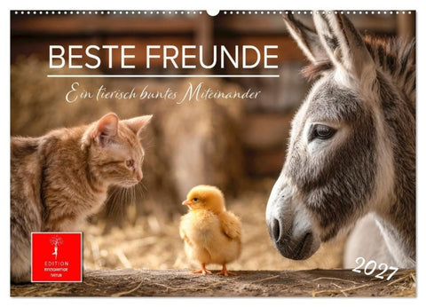 Beste Freunde - ein tierisch buntes Miteinander (Wandkalender 2027 DIN A2 quer), CALVENDO Monatskalender