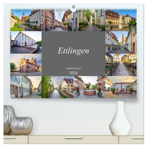 Ettlingen Impressionen (hochwertiger Premium Wandkalender 2026 DIN A2 quer), Kunstdruck in Hochglanz