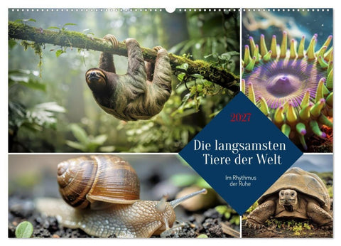 Die langsamsten Tiere der Welt (Wandkalender 2027 DIN A2 quer), CALVENDO Monatskalender