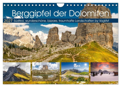 Berggipfel der Dolomiten (Wandkalender 2027 DIN A4 quer), CALVENDO Monatskalender