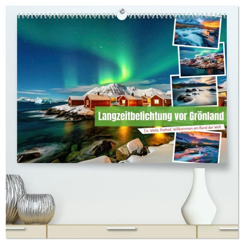 Langzeitbelichtung vor Grönland (hochwertiger Premium Wandkalender 2027 DIN A2 quer), Kunstdruck in Hochglanz