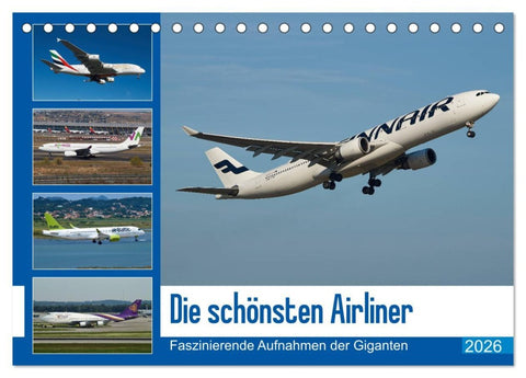 Die schönsten Airliner (Tischkalender 2026 DIN A5 quer), CALVENDO Monatskalender