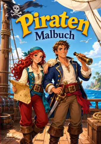 Piraten Malbuch für Kinder von 6–10 Jahren mit 50 spannenden Ausmalbildern