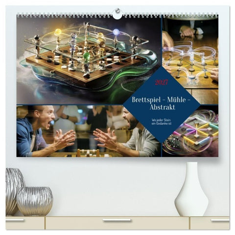 Brettspiel - Mühle - Abstrakt (hochwertiger Premium Wandkalender 2027 DIN A2 quer), Kunstdruck in Hochglanz