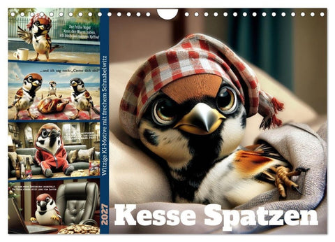 Kesse Spatzen (Wandkalender 2027 DIN A4 quer), CALVENDO Monatskalender