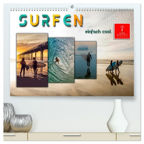 Surfen - einfach cool (hochwertiger Premium Wandkalender 2027 DIN A2 quer), Kunstdruck in Hochglanz