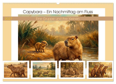 Capybara – Ein Nachmittag am Fluss (Wandkalender 2027 DIN A2 quer), CALVENDO Monatskalender