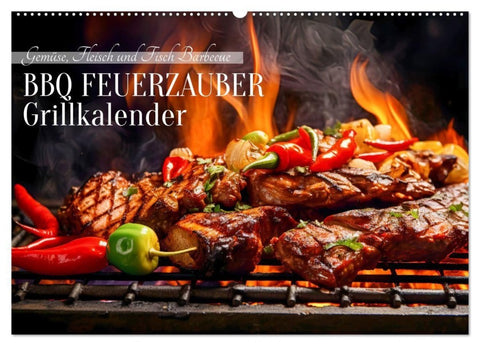BBQ Feuerzauber - Grillkalender (Wandkalender 2027 DIN A2 quer), CALVENDO Monatskalender