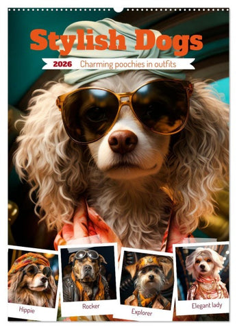 Stylish Dogs (Wall Calendar 2026 DIN A2 portrait), CALVENDO 12 Month Wall Calendar