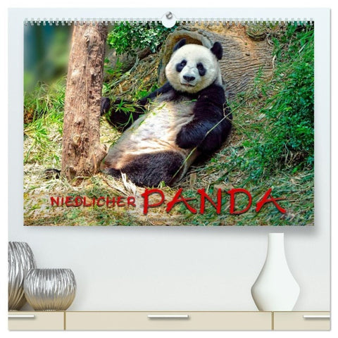 Niedlicher Panda (hochwertiger Premium Wandkalender 2027 DIN A2 quer), Kunstdruck in Hochglanz
