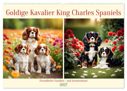 Goldige Kavalier King Charles Spaniels (Wandkalender 2027 DIN A2 quer), CALVENDO Monatskalender