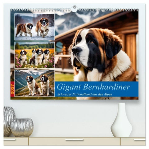 Gigant Bernhardiner (hochwertiger Premium Wandkalender 2027 DIN A2 quer), Kunstdruck in Hochglanz