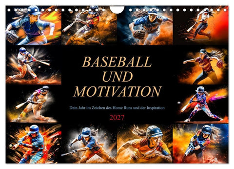 Baseball und Motivation (Wandkalender 2027 DIN A4 quer), CALVENDO Monatskalender