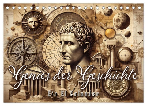 Genies der Geschichte - Ein KI Kalender (Tischkalender 2026 DIN A5 quer), CALVENDO Monatskalender