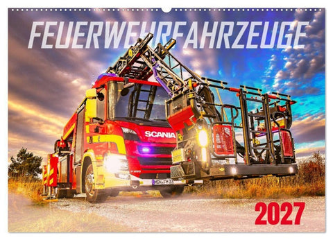 Feurwehrfahrzeuge (Wandkalender 2027 DIN A2 quer), CALVENDO Monatskalender