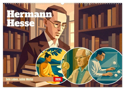 Hermann Hesse. Sein Leben, seine Werke (Wandkalender 2026 DIN A2 quer), CALVENDO Monatskalender