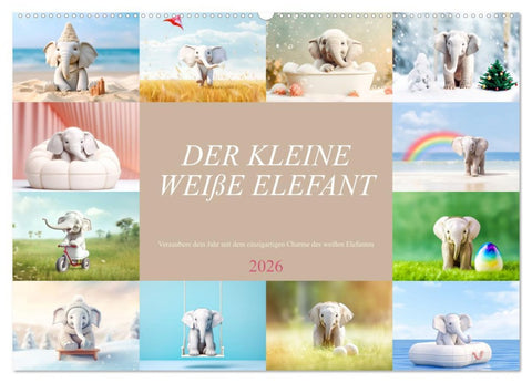 Der kleine weiße Elefant (Wandkalender 2026 DIN A2 quer), CALVENDO Monatskalender