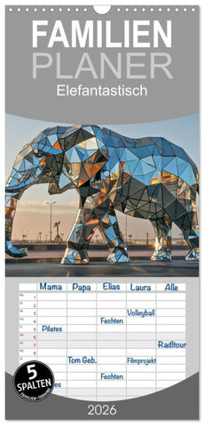 Familienplaner 2026 - Elefantastisch mit 5 Spalten (Wandkalender, 21 x 45 cm) CALVENDO