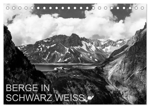 BERGE IN SCHWARZ WEISS (Tischkalender 2027 DIN A5 quer), CALVENDO Monatskalender