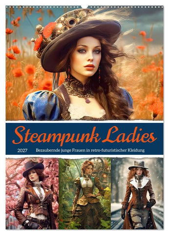 Steampunk Ladies (Wandkalender 2027 DIN A2 hoch), CALVENDO Monatskalender
