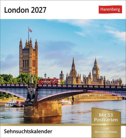 London Sehnsuchtskalender 2027 - Wochenkalender mit 53 Postkarten