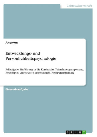 Entwicklungs- und Persönlichkeitspsychologie