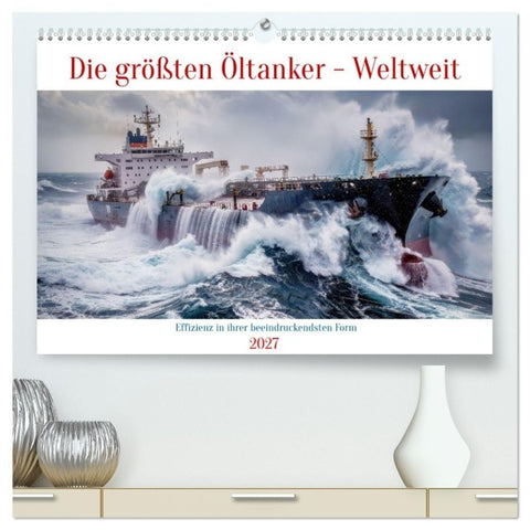 Die größten Öltanker - Weltweit (hochwertiger Premium Wandkalender 2027 DIN A2 quer), Kunstdruck in Hochglanz